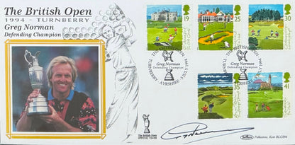 Greg Norman, Golf Legend, Hand Signed First Day Cover FDC 40cm x 30cm Framed With COA