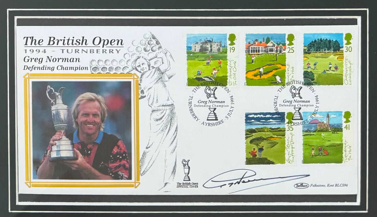 Greg Norman, Golf Legend, Hand Signed First Day Cover FDC 40cm x 30cm Framed With COA
