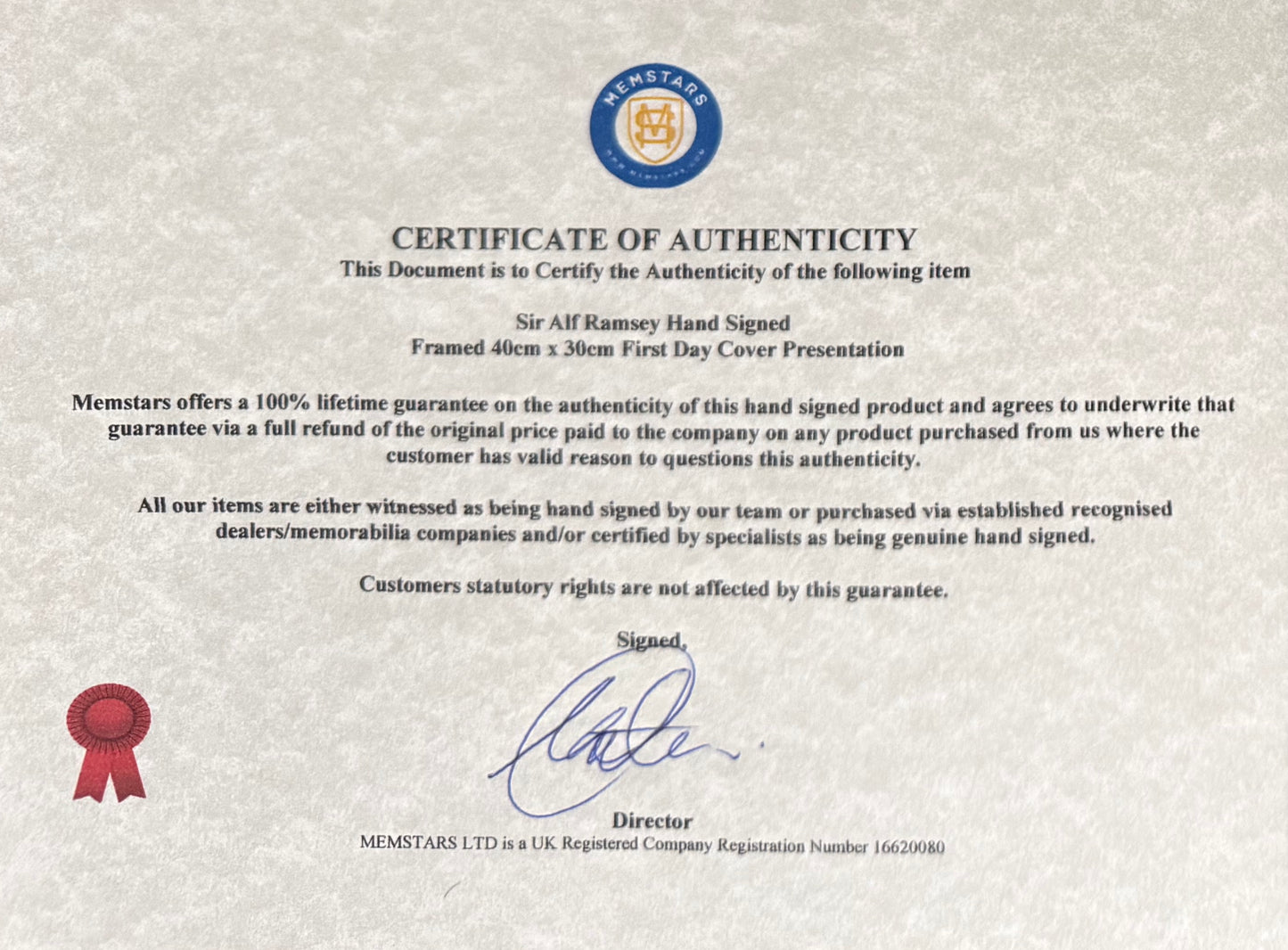 Alf Ramsey, England 1966 World Cup Legend, Hand Signed FDC Presentation & COA