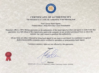 Paul Lawrie, 'The Open' Golf Legend, Hand Signed First Day Cover FDC 40cm x 30cm Framed With COA