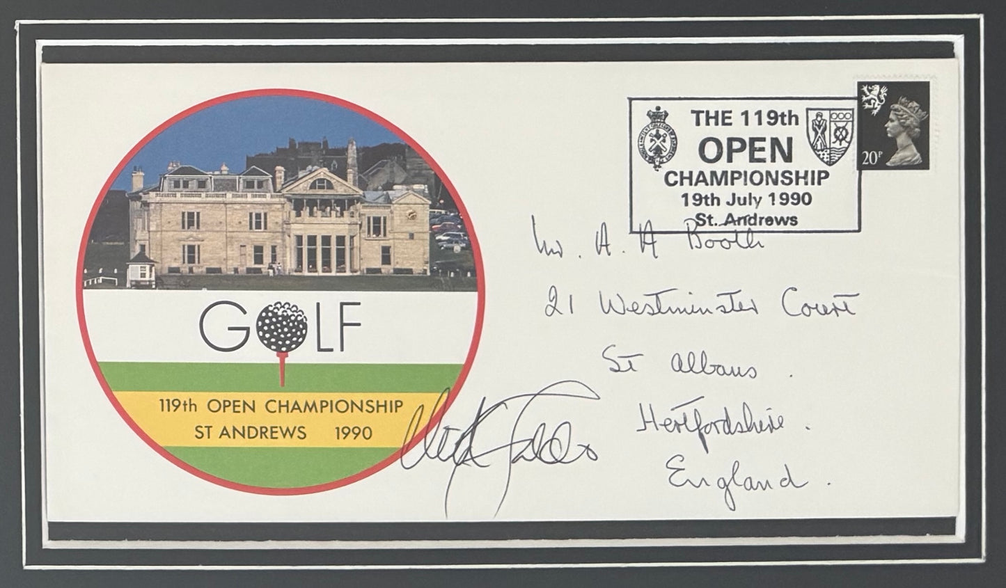 Nick Faldo, 'The Open' Golf Legend, Hand Signed First Day Cover FDC 40cm x 30cm Framed & COA