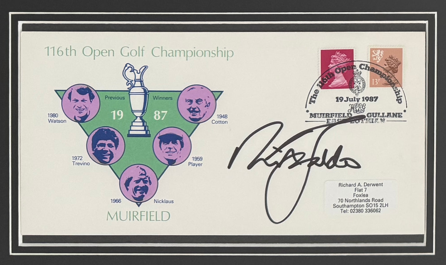 Nick Faldo, 'The Open' Golf Legend, Hand Signed First Day Cover FDC 40cm x 30cm Framed & COA