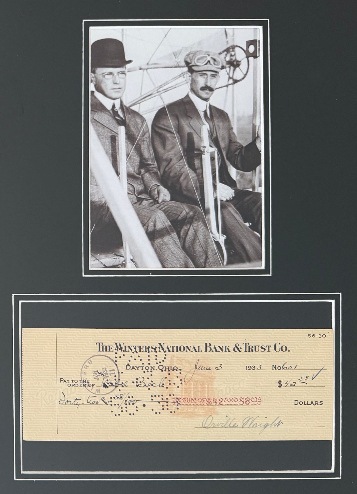 Orville Wright, The 'Wright Brothers', Iconic Aviators, Hand Signed Cheque With COA