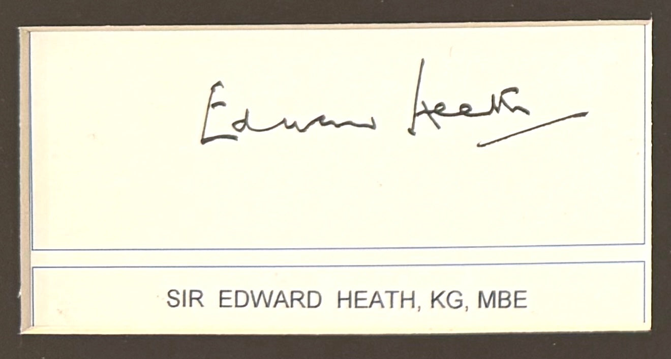 Edward Heath Former British Prime Minister Hand Signed Card, Photo Presentation & COA