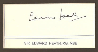 Edward Heath Former British Prime Minister Hand Signed Card, Photo Presentation & COA