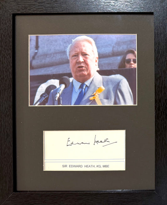 Edward Heath Former British Prime Minister Hand Signed Card, Photo Presentation & COA
