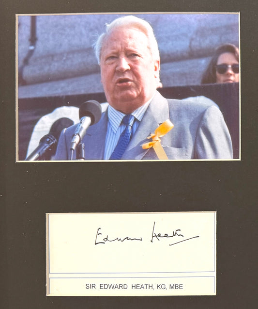 Edward Heath Former British Prime Minister Hand Signed Card, Photo Presentation & COA
