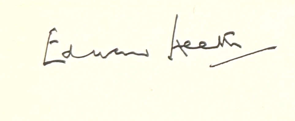 Edward Heath Former British Prime Minister Hand Signed Card, Photo Presentation & COA