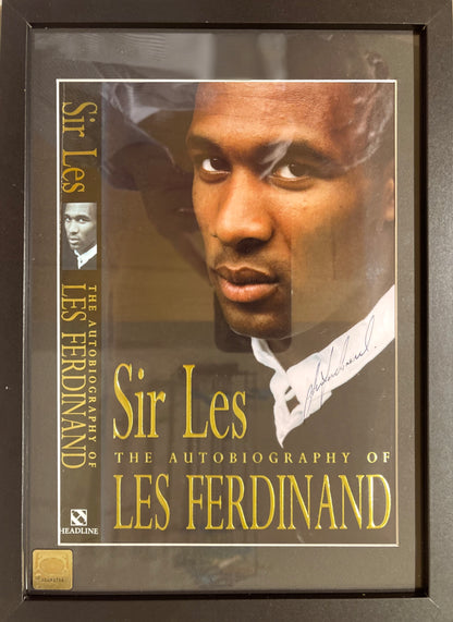 Les Ferdinand Hand Signed Framed Newcastle United Book Cover & COA