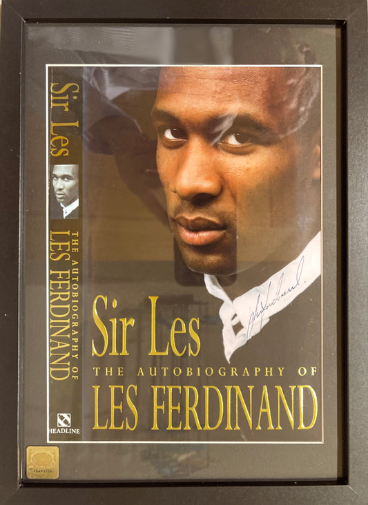 LES FERDINAND HAND SIGNED FRAMED NEWCASTLE UNITED BOOK COVER WITH COA