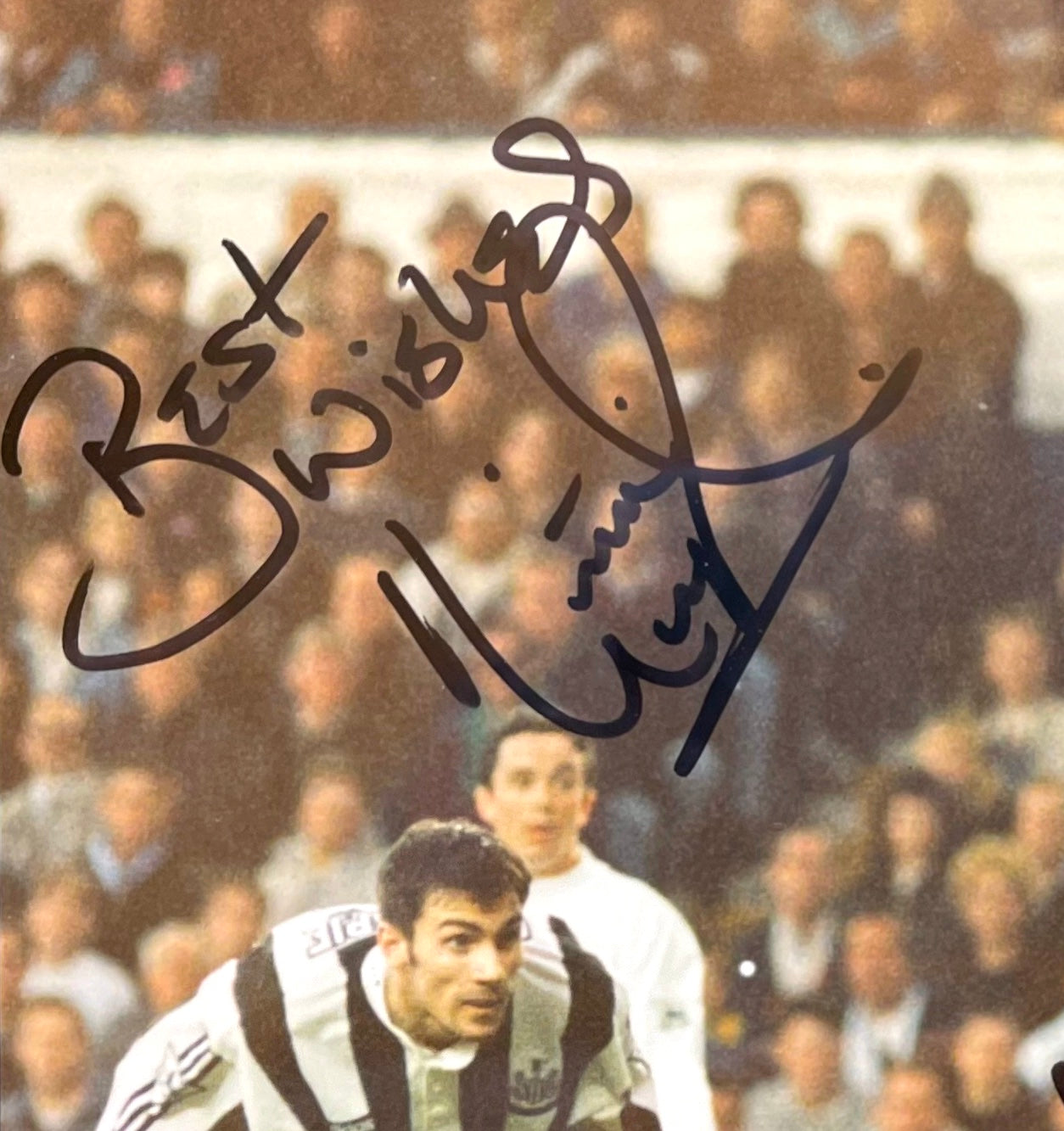KEITH GILLESPIE AND DARREN PEACOCK HAND SIGNED NEWCASTLE UNITED PHOTO WITH COA