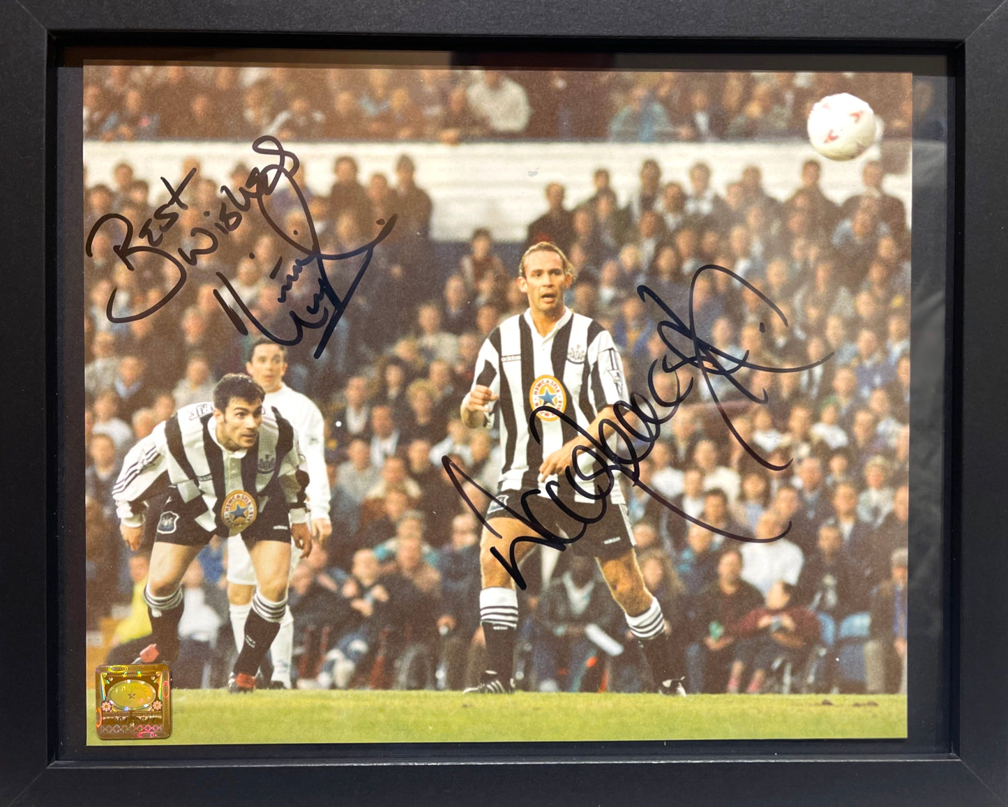 KEITH GILLESPIE AND DARREN PEACOCK HAND SIGNED NEWCASTLE UNITED PHOTO WITH COA