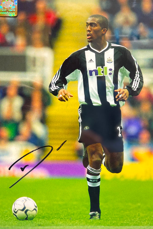 SYLVAIN DISTIN HAND SIGNED NEWCASTLE UNITED PHOTO HAND SIGNED BARRY VENISON COA