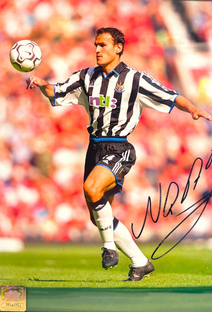 NIKOS DABIZAS NEWCASTLE UNITED HAND SIGNED FRAMED PHOTO WITH COA