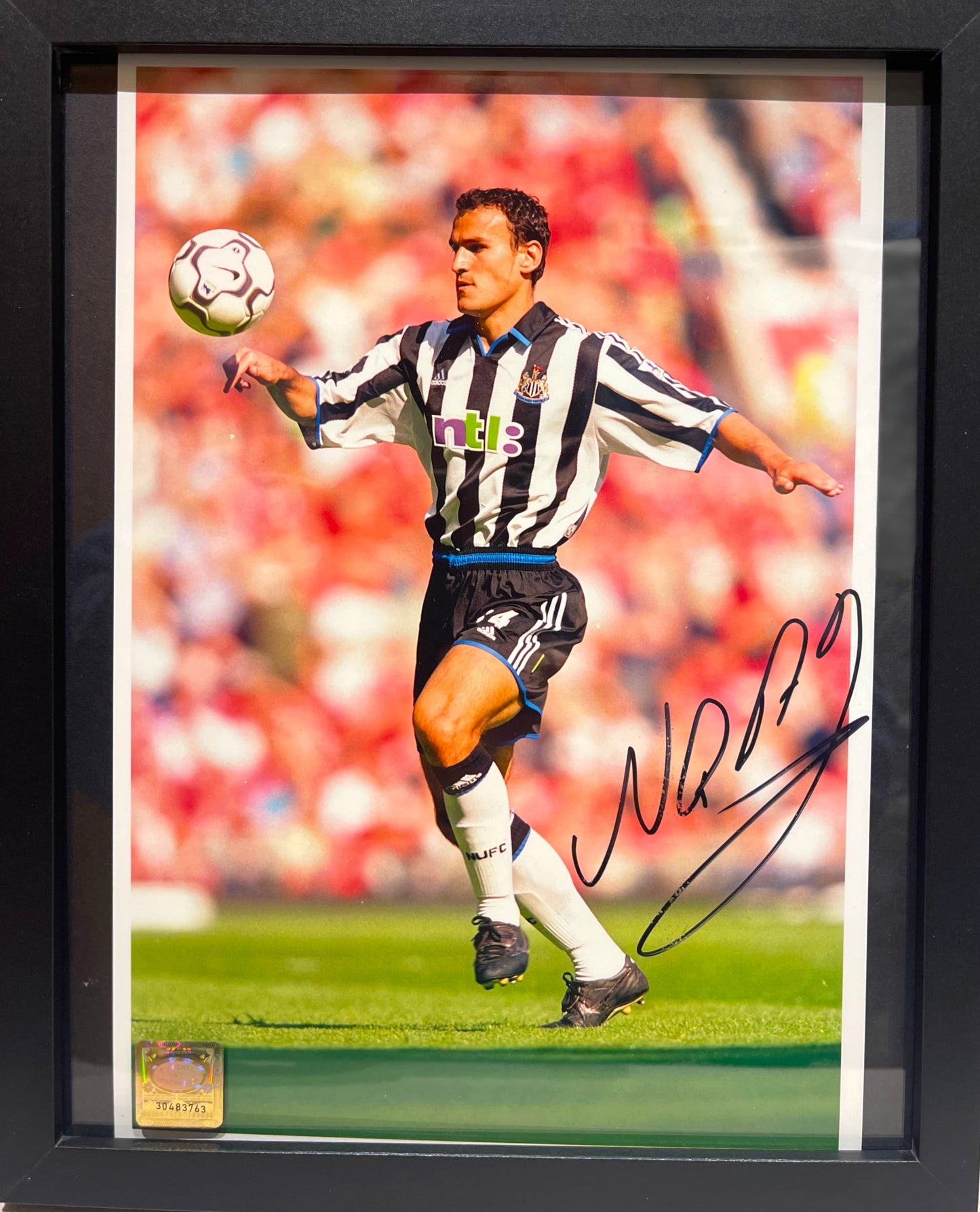 NIKOS DABIZAS NEWCASTLE UNITED HAND SIGNED FRAMED PHOTO WITH COA