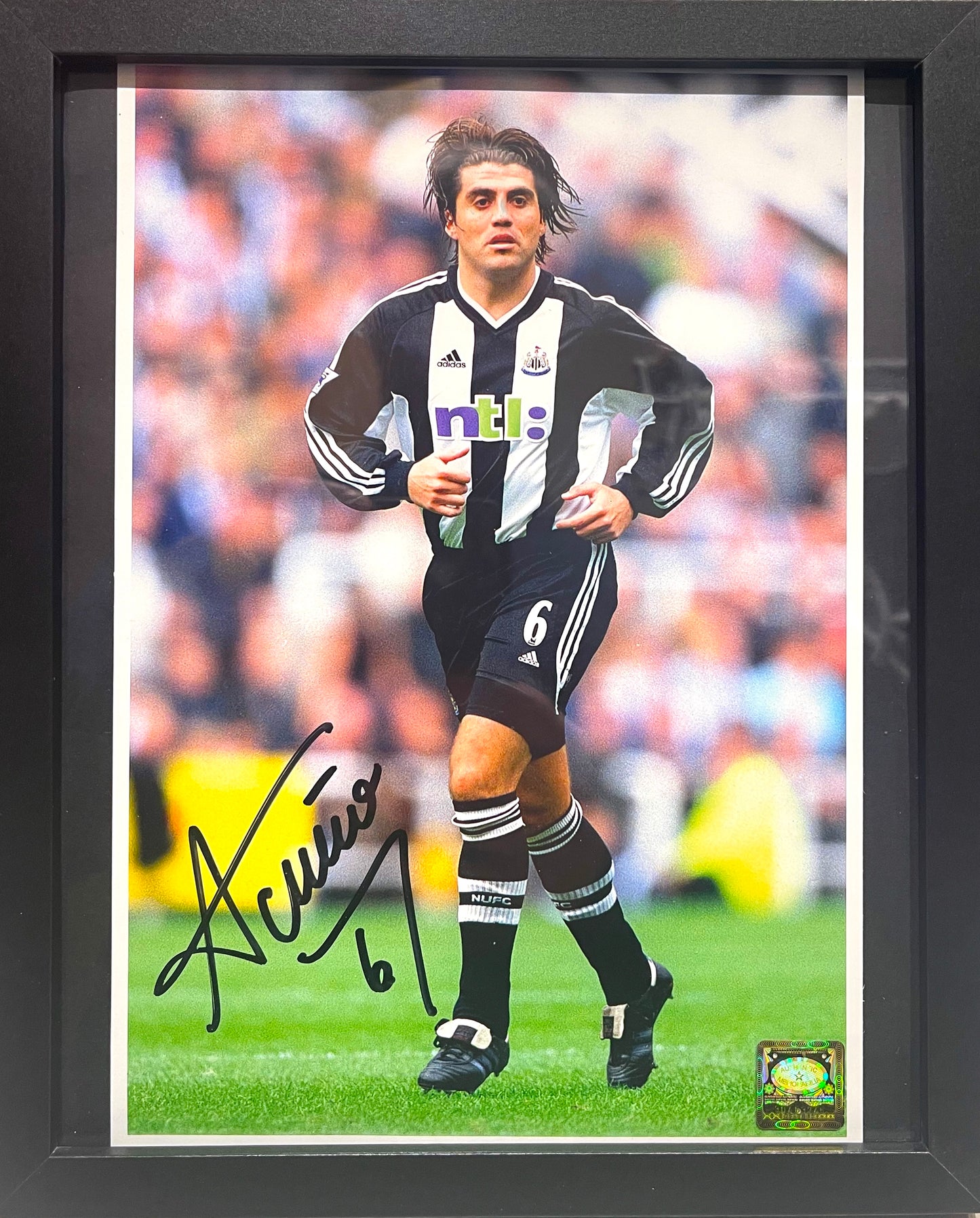 CLARENCE ACUNA NEWCASTLE UNITED HAND SIGNED PHOTO WITH BARRY VENISON SIGNED COA