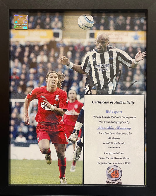 JEAN-ALAIN BOUMSONG NEWCASTLE UNITED HAND SIGNED FRAMED PHOTO WITH COA