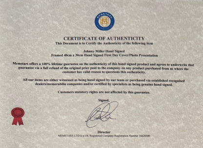 Johnny Miller, 'Open' Golf Legend, Hand Signed First Day Cover FDC 40cm x 30cm Framed With COA