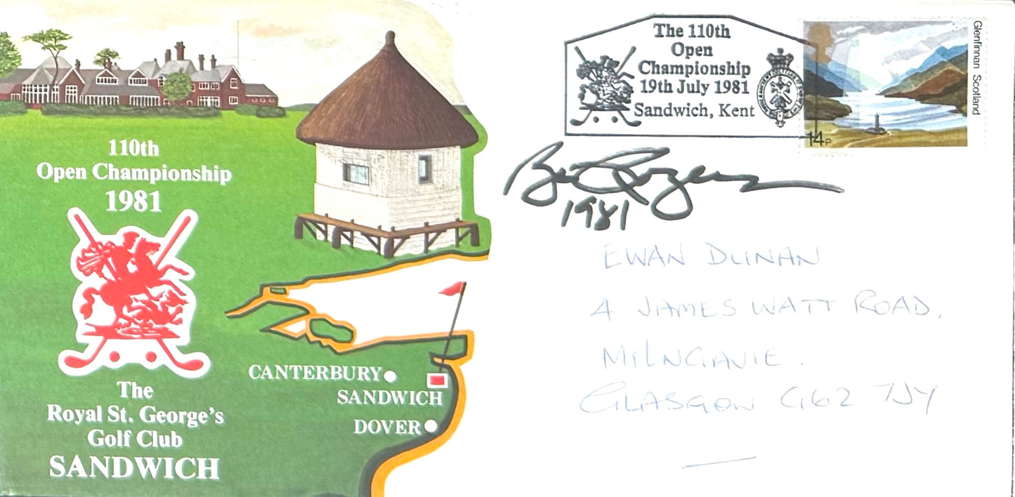 Bill Rogers, 'Open' Golf Legend, Hand Signed First Day Cover FDC 40cm x 30cm Framed With COA