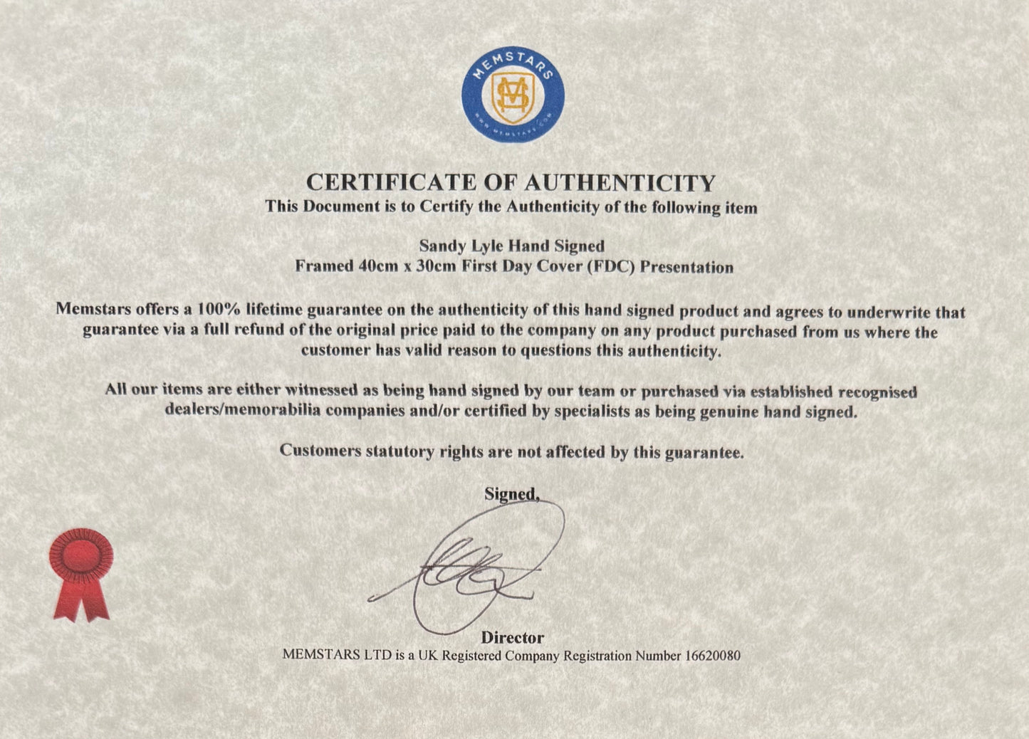 Sandy Lyle, 'The Open' Golf Legend, Hand Signed First Day Cover FDC 40cm x 30cm Framed & COA