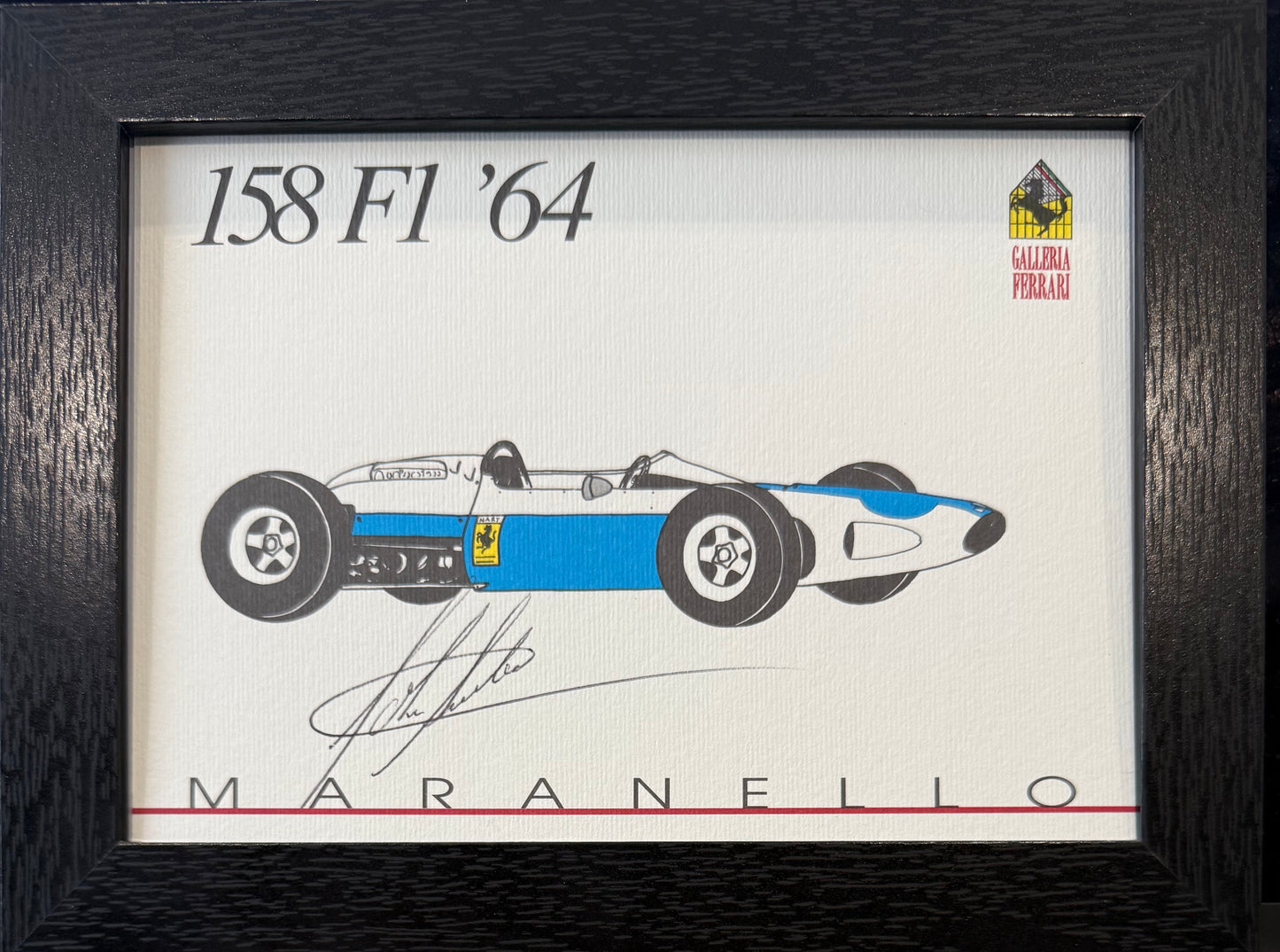 John Surtees, F1, Motorcycle, Ferrari Legend, Hand Signed Official Ferrari Postcard & COA