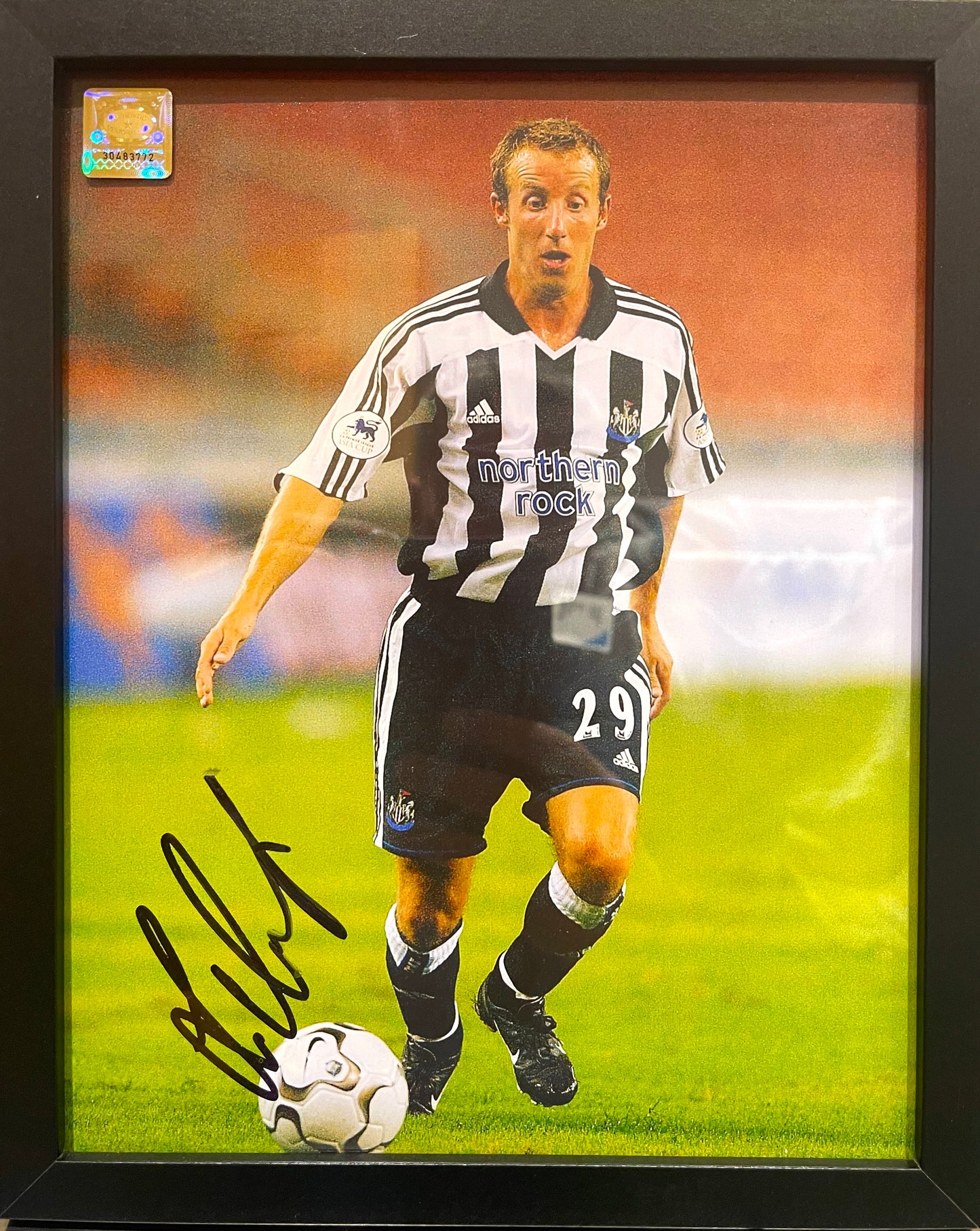 LEE BOWYER NEWCASTLE UNITED HAND SIGNED FRAMED PHOTO WITH COA