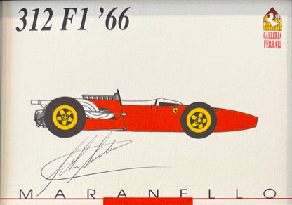 John Surtees, F1, Motorcycle, Ferrari Legend, Hand Signed Official Ferrari Postcard & COA