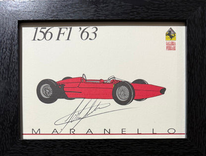 John Surtees, F1, Motorcycle, Ferrari Legend, Hand Signed Official Ferrari Postcard & COA