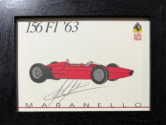 John Surtees, F1, Motorcycle, Ferrari Legend, Hand Signed Official Ferrari Postcard & COA