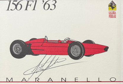 John Surtees, F1, Motorcycle, Ferrari Legend, Hand Signed Official Ferrari Postcard & COA