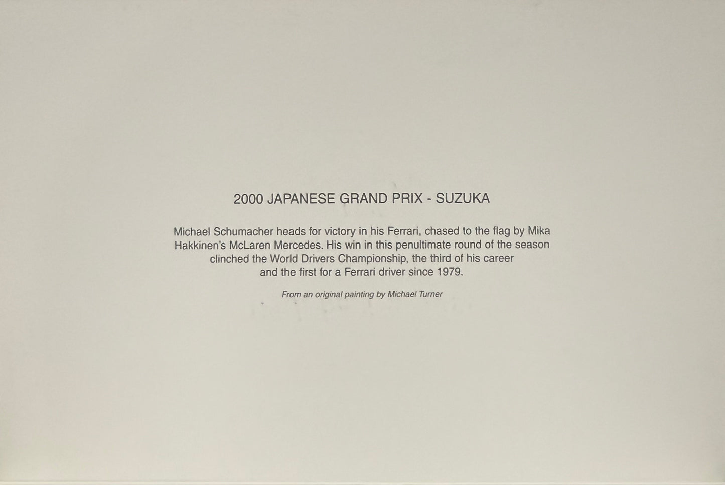 Michael Schumacher, F1 Legend, Hand Signed Framed Michael Turner Photocard Presentation With COA