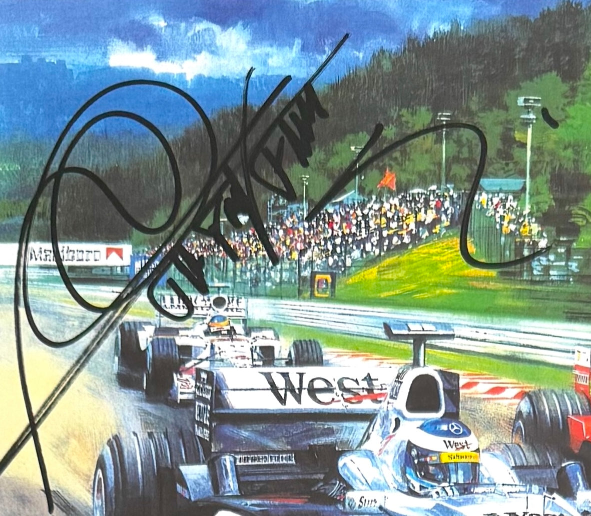 Michael Schumacher, Mika Hakkinen, F1 Legends, Hand Signed Framed Michael Turner Presentation & COA
