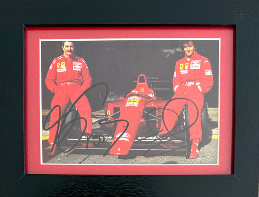 Nigel Mansell, Alain Prost, Hand Signed Framed Ferrari Card Presentation & COA