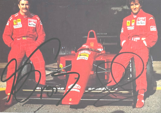 Nigel Mansell, Alain Prost, Hand Signed Framed Ferrari Card Presentation & COA