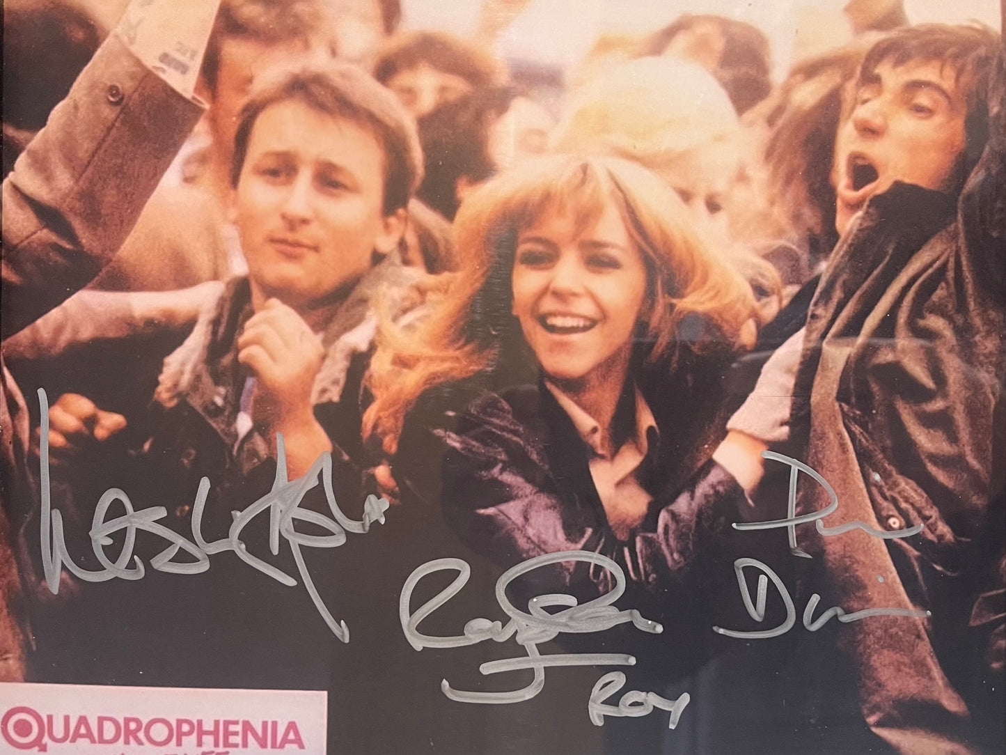 PHIL DANIELS, ROY EDWARDS, AND LESLIE ASH, QUADROPHENIA, HAND SIGNED 10' X 8' INCH FRAMED PHOTO WITH COA