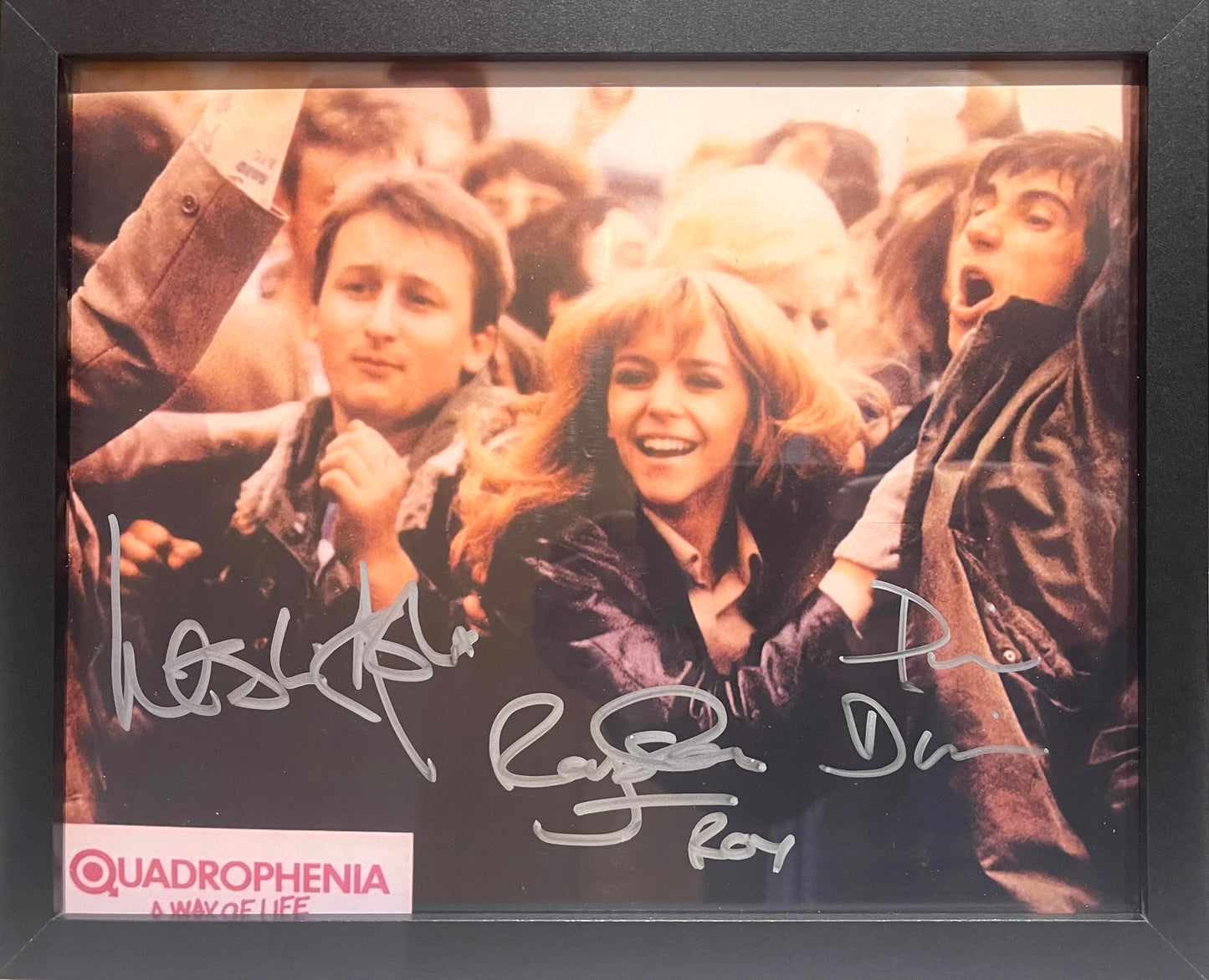 PHIL DANIELS, ROY EDWARDS, AND LESLIE ASH, QUADROPHENIA, HAND SIGNED 10' X 8' INCH FRAMED PHOTO WITH COA