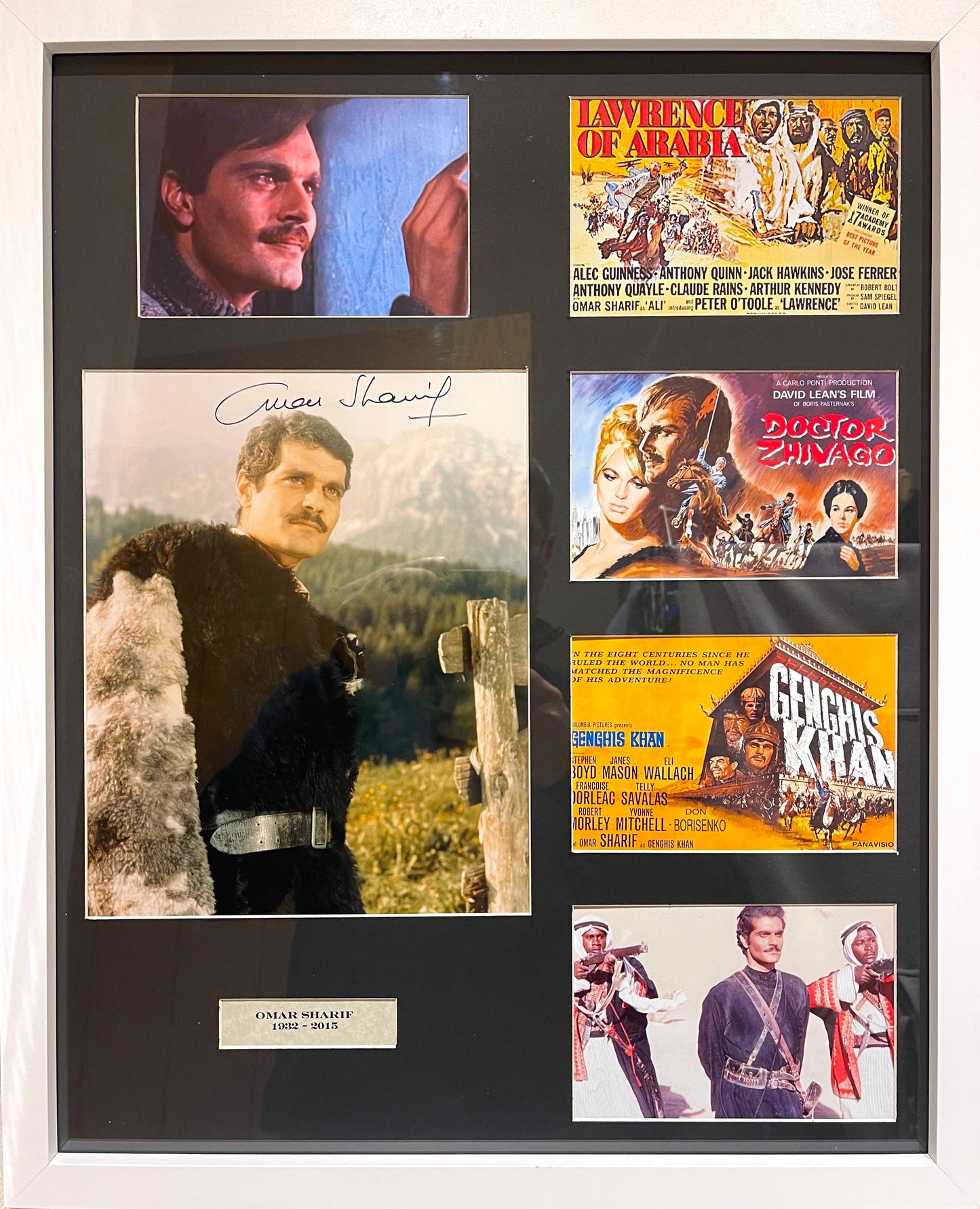 OMAR SHARIF HAND SIGNED PHOTO PRESENTATION FRAMED WITH AFTAL COA