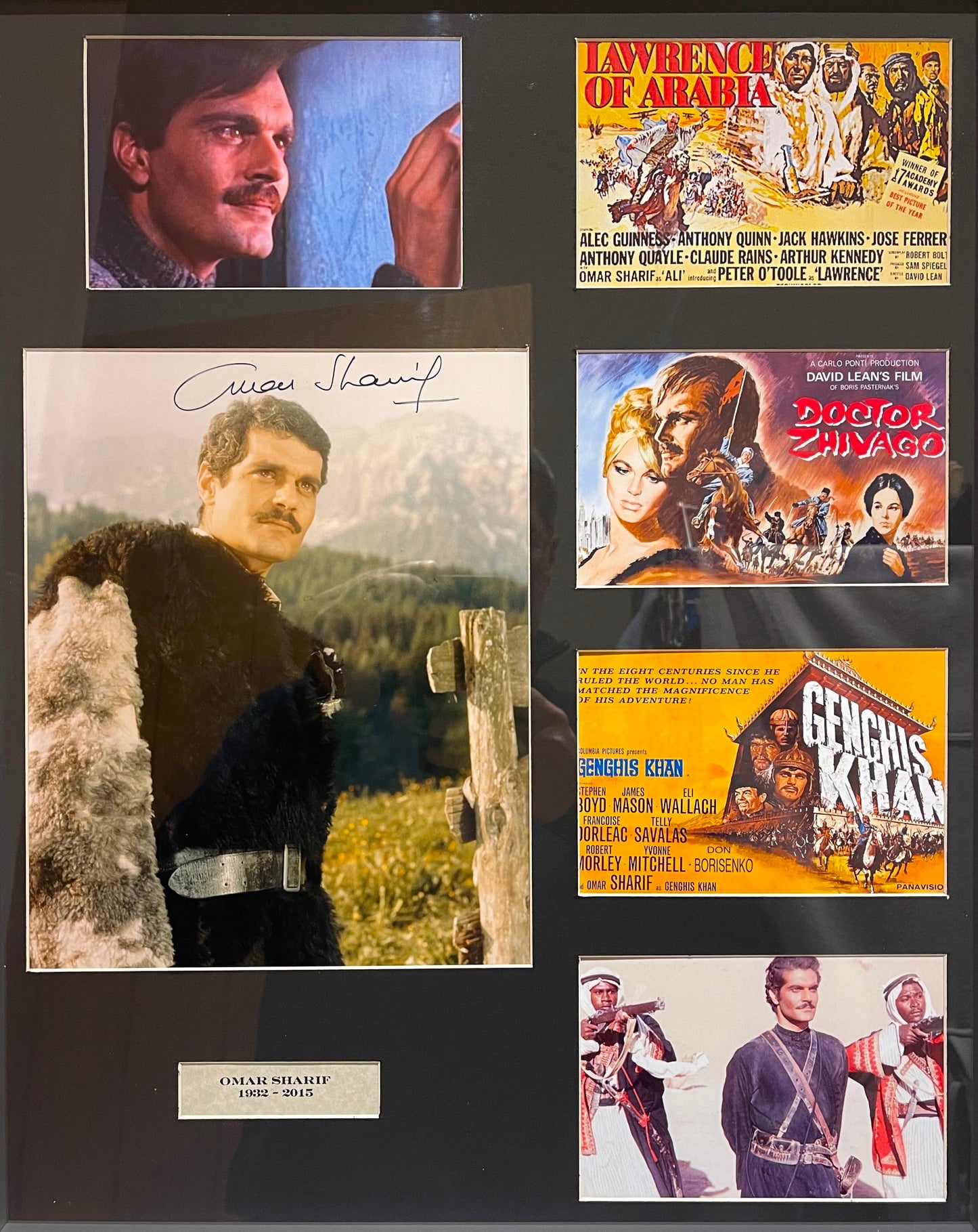 OMAR SHARIF HAND SIGNED PHOTO PRESENTATION FRAMED WITH AFTAL COA