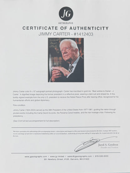 Jimmy Carter, Former President of the USA, Hand Signed Photo Presentation, With COA