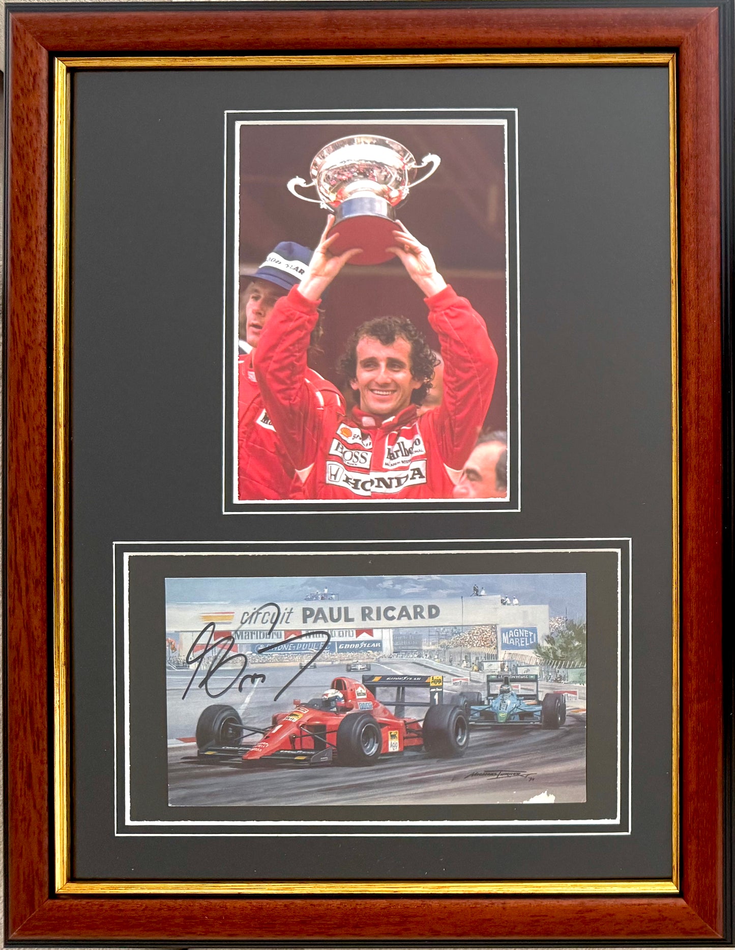 Alain Prost, Hand Signed Professionally Framed Ferrari Card Presentation & COA