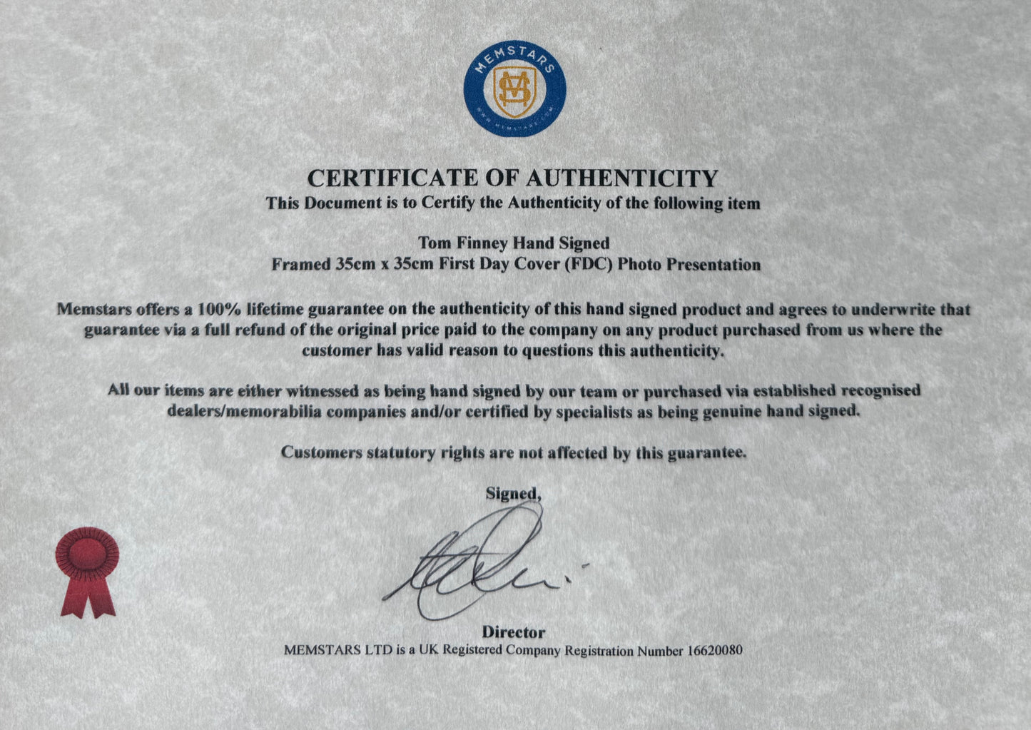 Tom Finney, PNE England Legend, Hand Signed Framed First Day Cover & COA