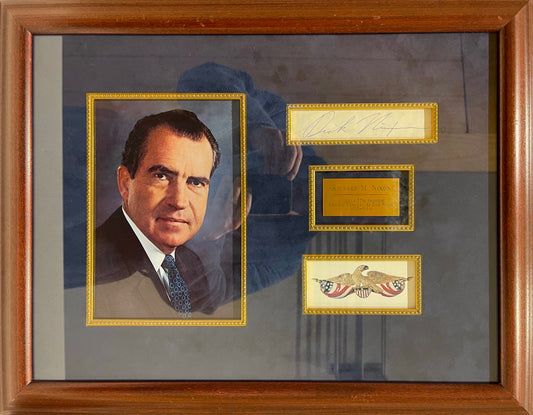 RICHARD NIXON HAND SIGNED PRESENTATION WITH COA