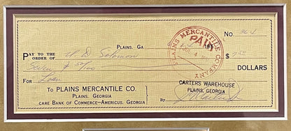 Jimmy Carter, Former President, Hand Signed Cheque Presentation, With Disney COA