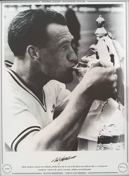 Nat Lofthouse, Bolton Legends, Hand Signed 1958 FA Cup Final Limited Edition Print With COA
