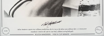 Nat Lofthouse, Bolton Legends, Hand Signed 1958 FA Cup Final Limited Edition Print With COA