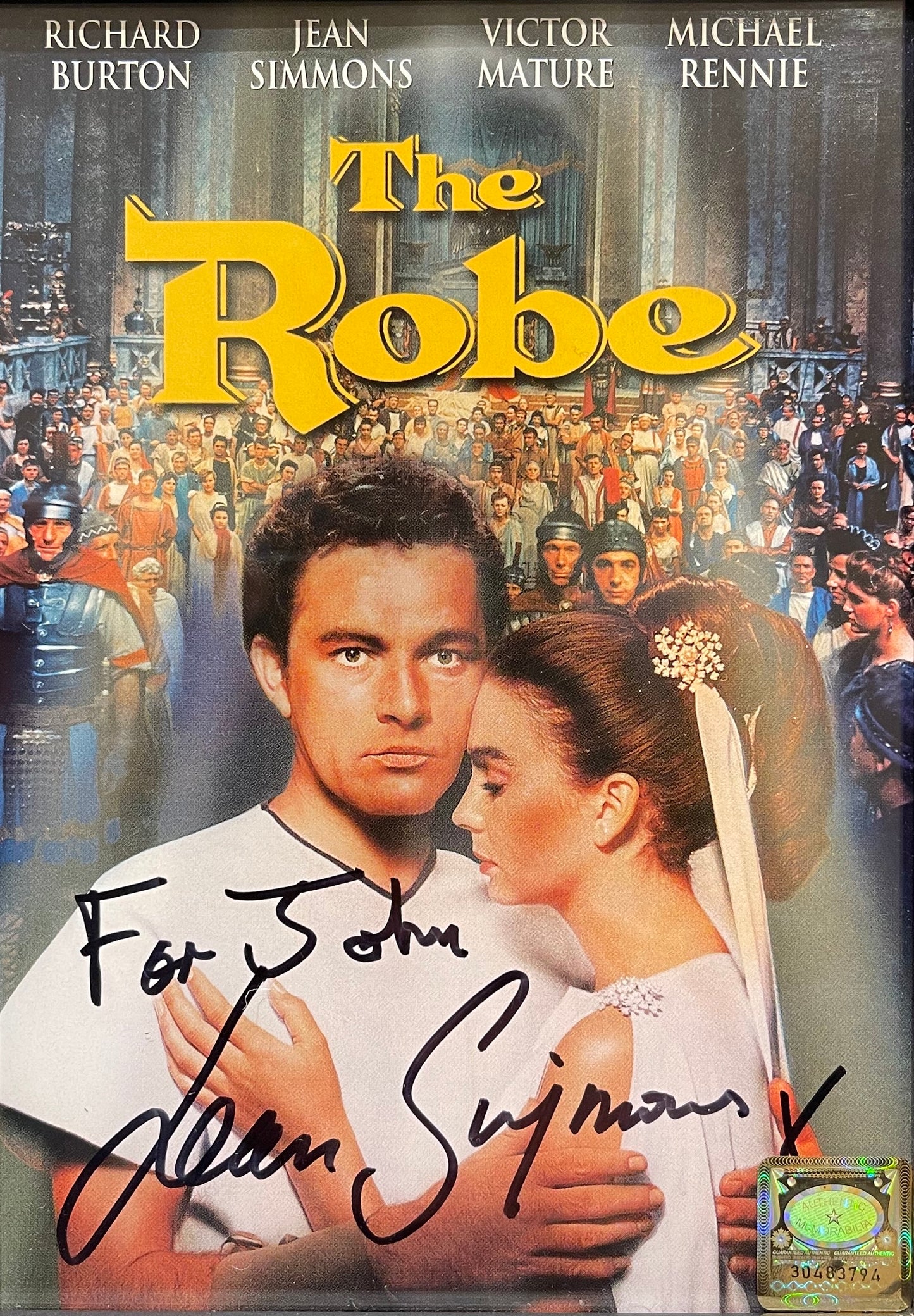 JEAN SIMMONS HAND SIGNED 'THE ROBE' DVD COVER WITH COA