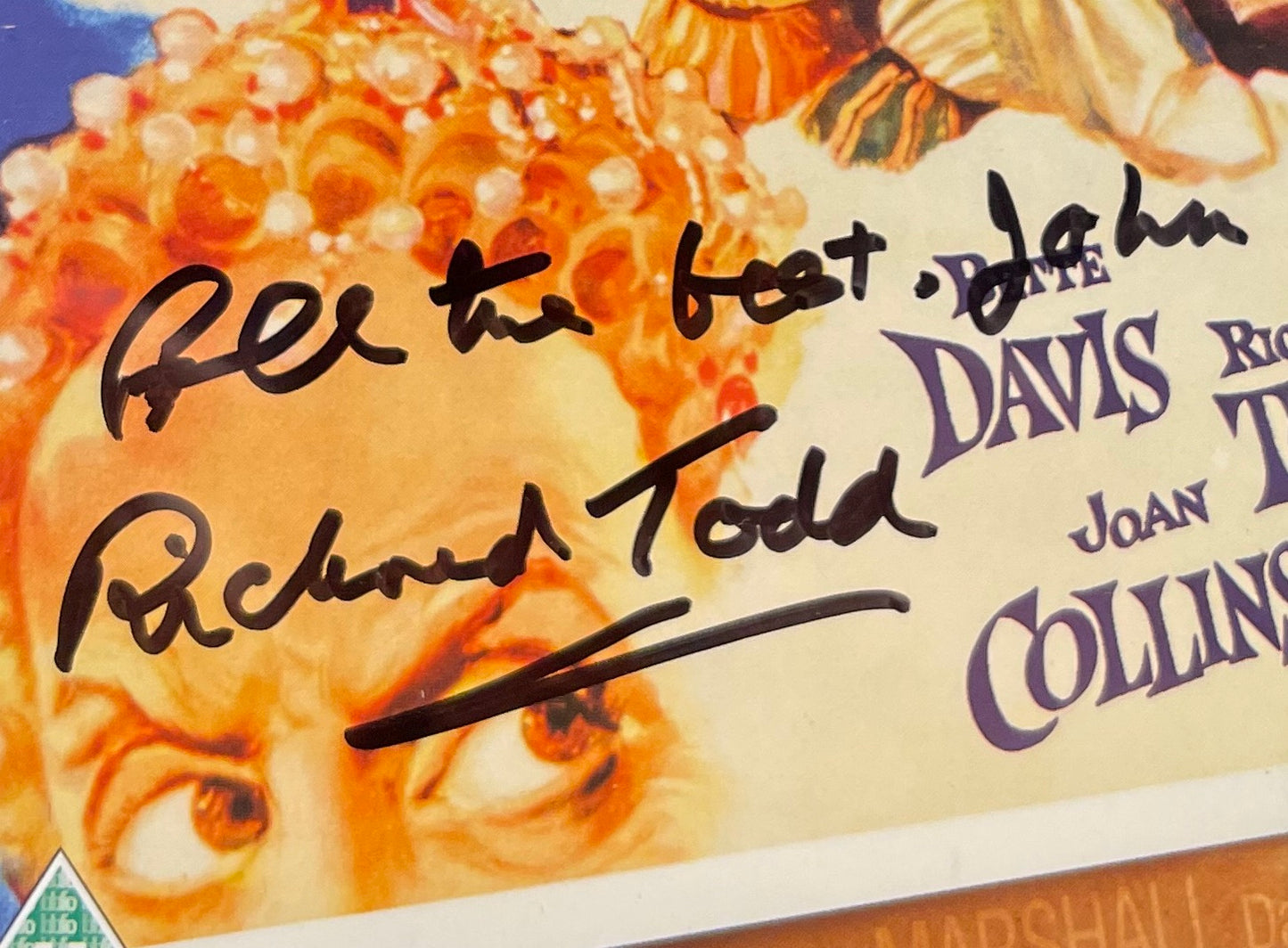 RICHARD TODD 'THE VIRGIN QUEEN' HAND SIGNED DVD COVER WITH COA