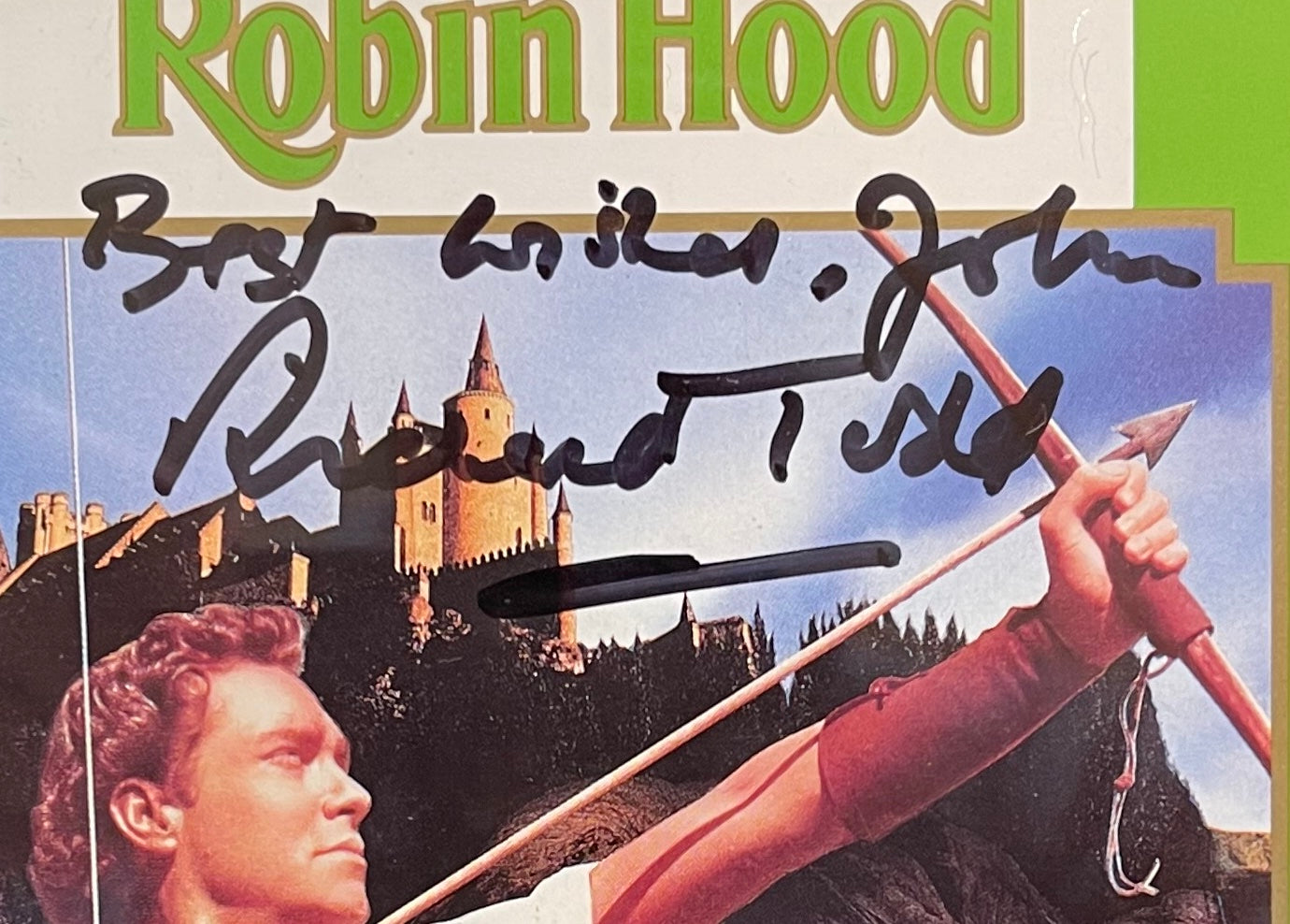 RICHARD TODD, KEN ANNAKIN, HAND SIGNED ROBIN HOOD VIDEO COVER WITH COA