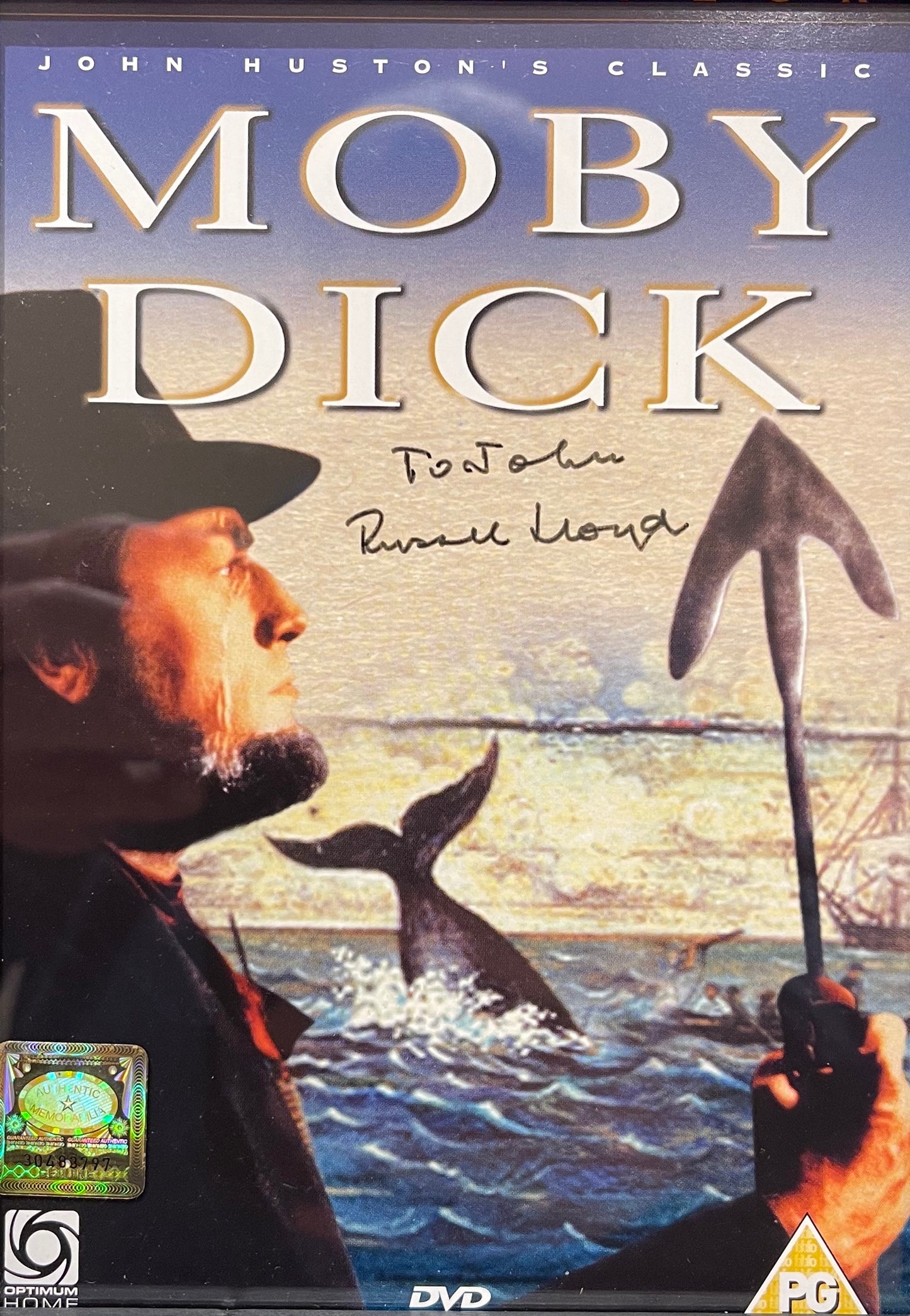 RUSSELL LLOYD HAND SIGNED 'MOBY DICK' DVD COVER WITH COA