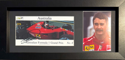 Nigel Mansell Hand Signed Framed (45cm x 20cm) Card Photo Presentation With COA